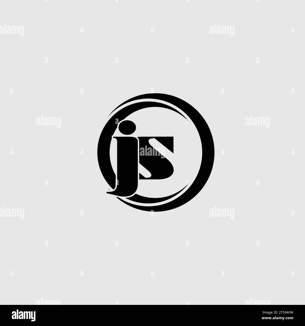Letters JS simple circle linked line logo vector graphic Stock Vector