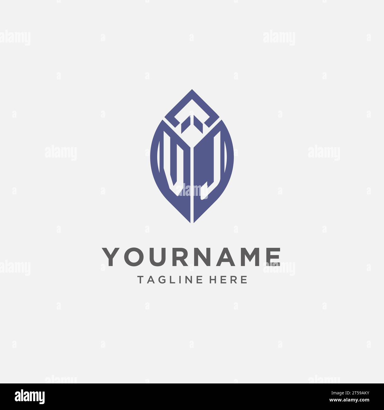 VJ logo with leaf shape, clean and modern monogram initial logo design vector graphic Stock Vector