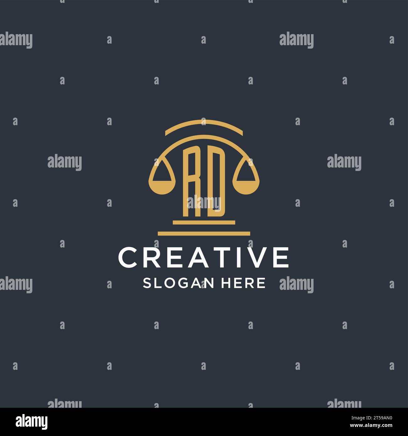 RD initial with scale of justice logo design template, luxury law and ...