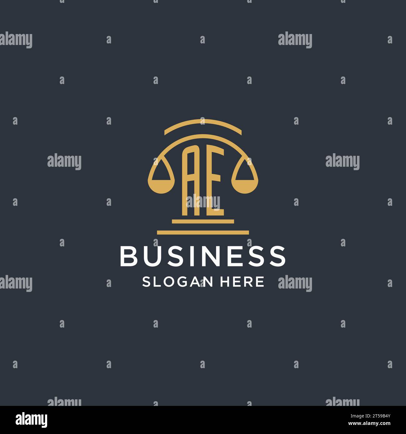 AE initial with scale of justice logo design template, luxury law and ...