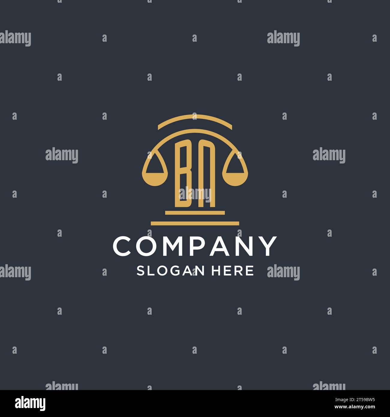 BN initial with scale of justice logo design template, luxury law and ...