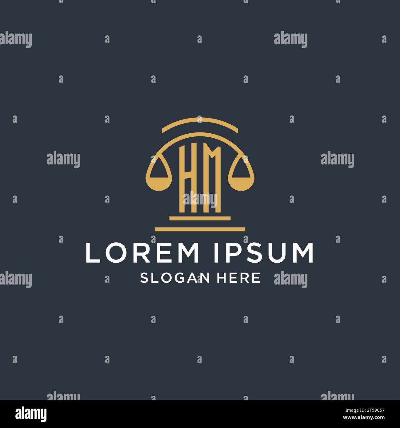 HM initial with scale of justice logo design template, luxury law and ...