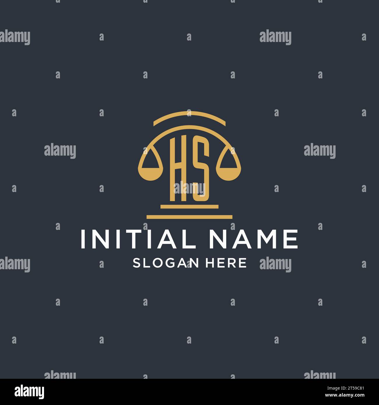 HS initial with scale of justice logo design template, luxury law and ...