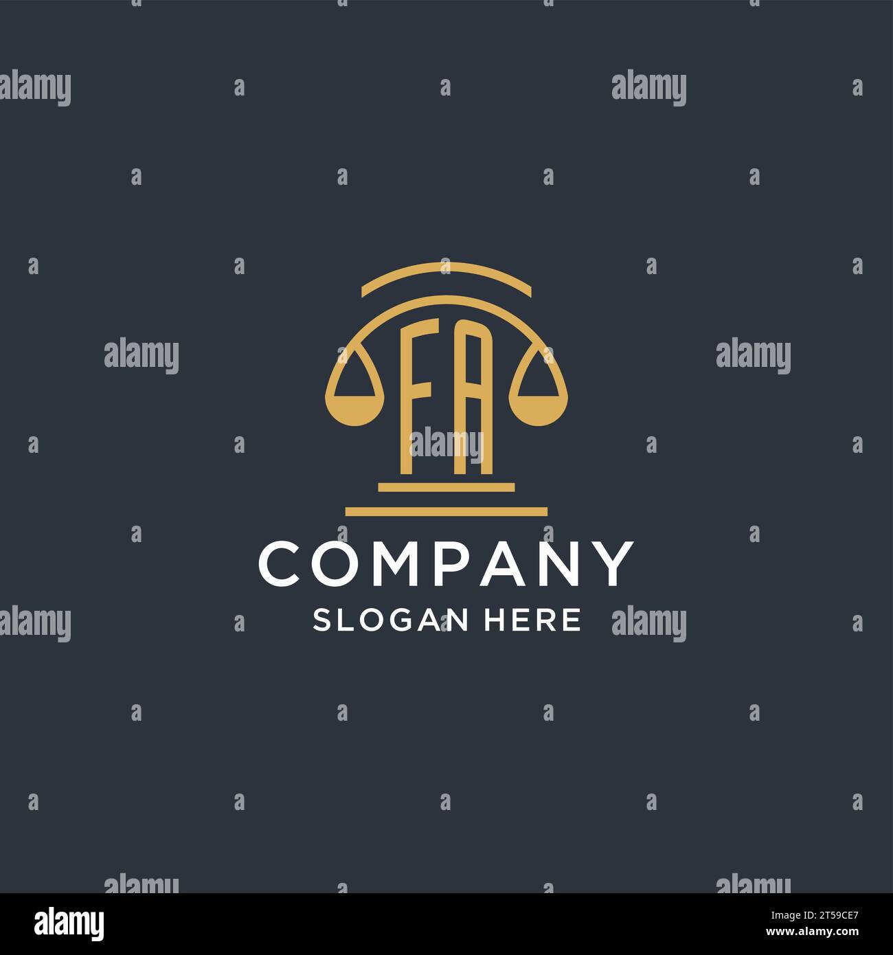 FA initial with scale of justice logo design template, luxury law and ...