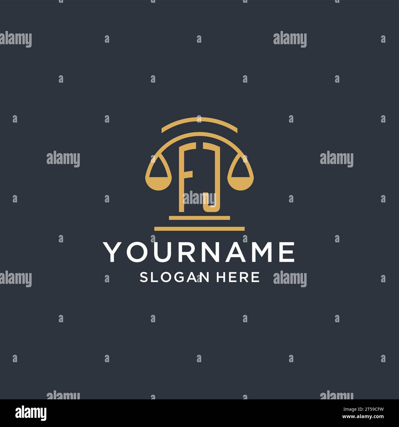 FJ initial with scale of justice logo design template, luxury law and ...