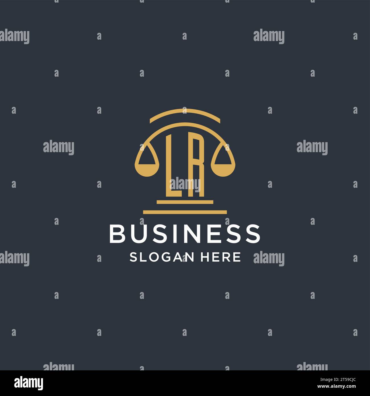 LR initial with scale of justice logo design template, luxury law and ...