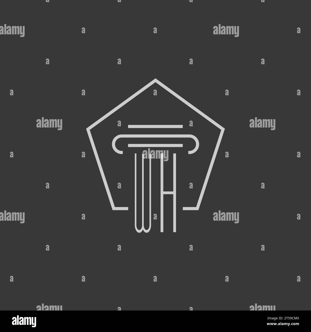 initial monogram WH with monoline pillar logo design ideas Stock Vector ...