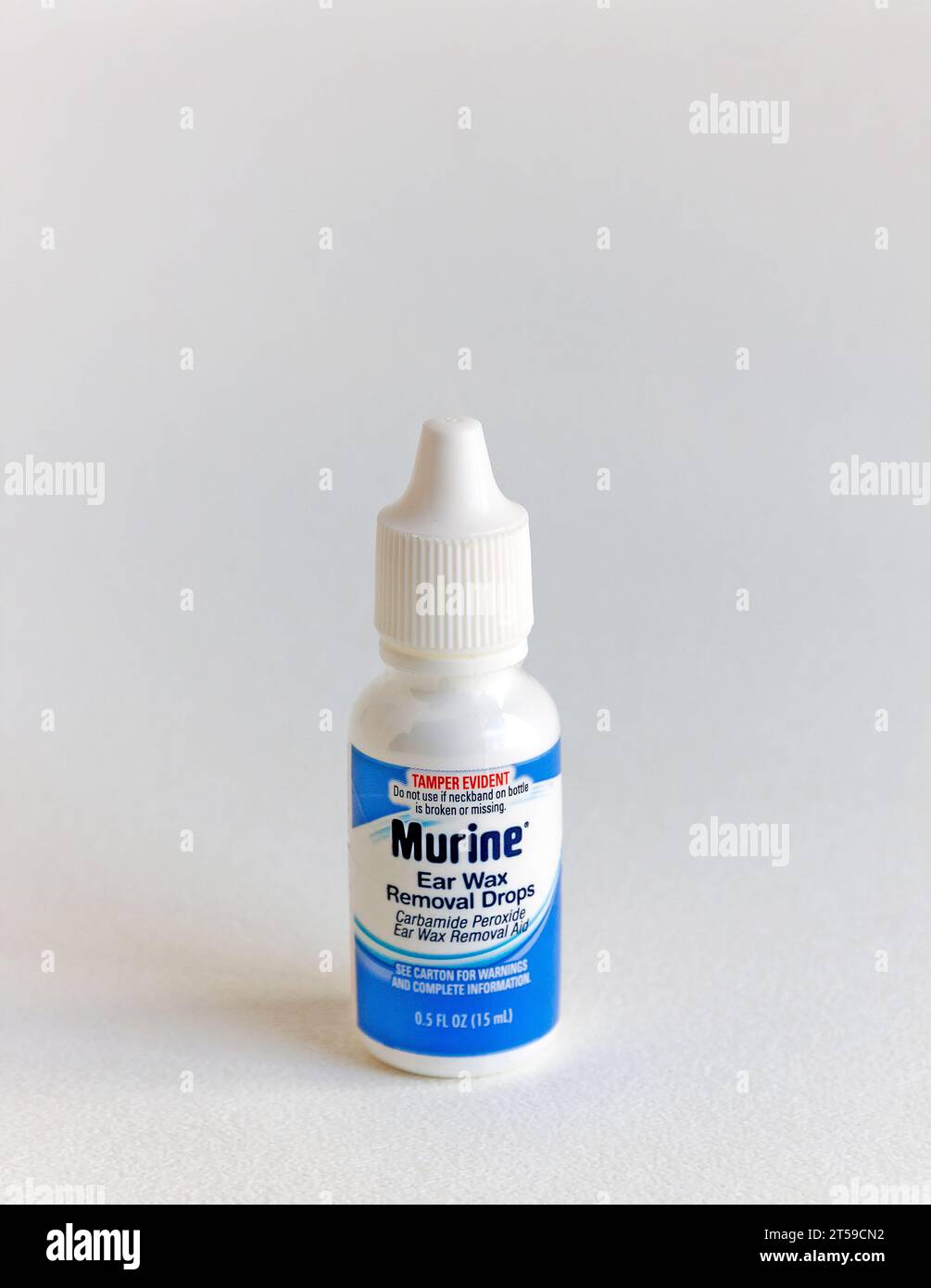 Murine Ear Wax Removal Drops helps to soften, loosen, dissolve and remove ear wax. Stock Photo