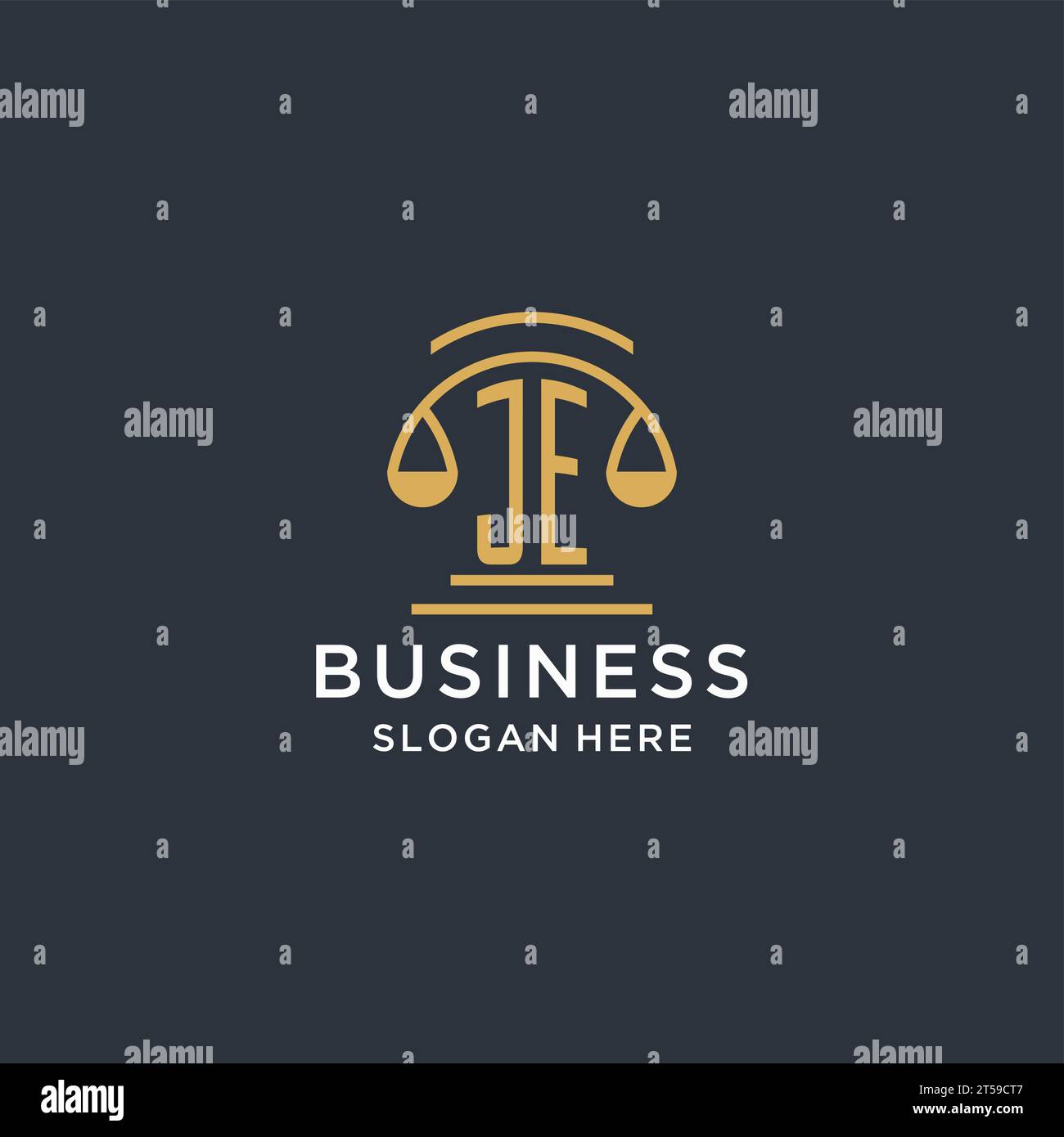 JE initial with scale of justice logo design template, luxury law and ...