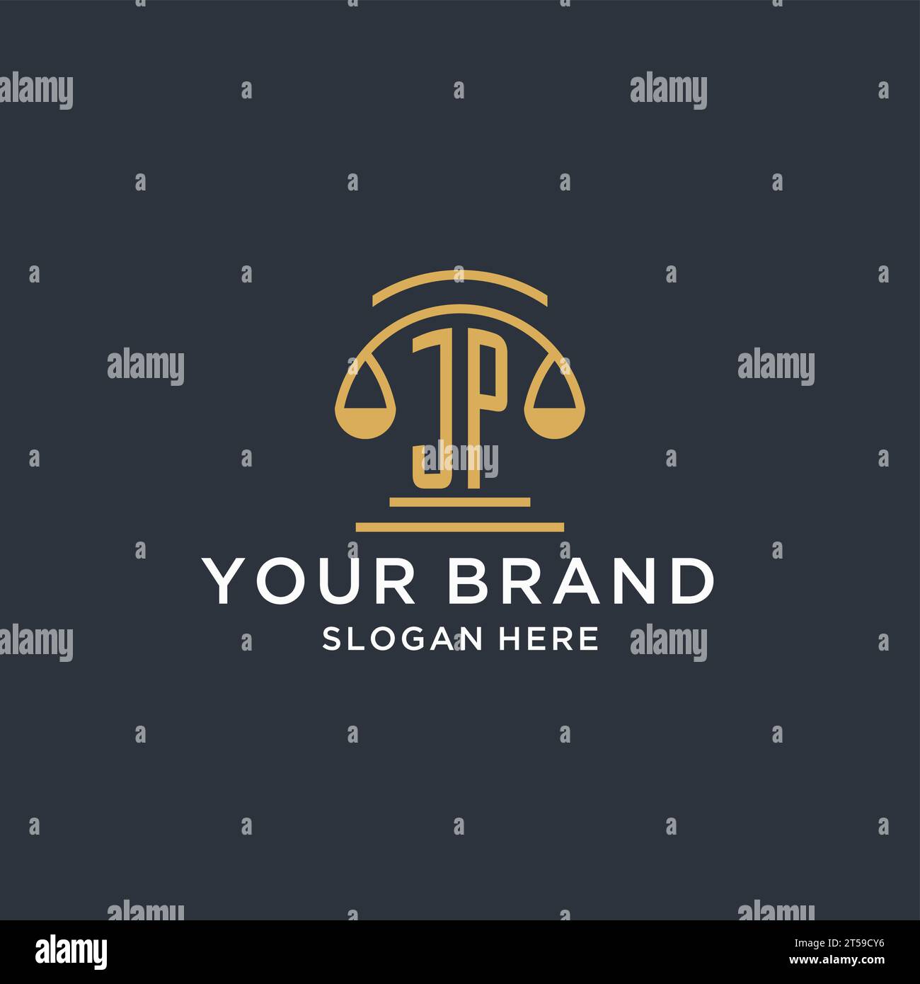 JP initial with scale of justice logo design template, luxury law and ...