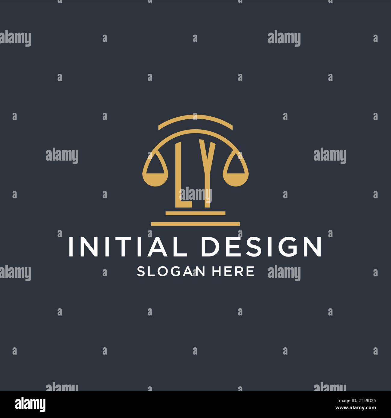 LY initial with scale of justice logo design template, luxury law and ...