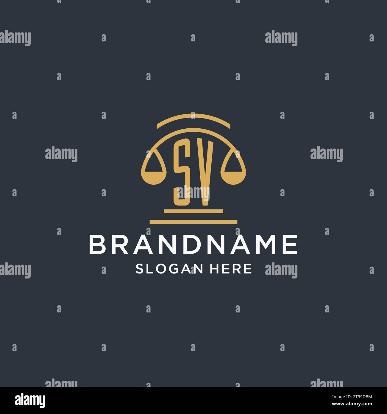 SV initial with scale of justice logo design template, luxury law and ...