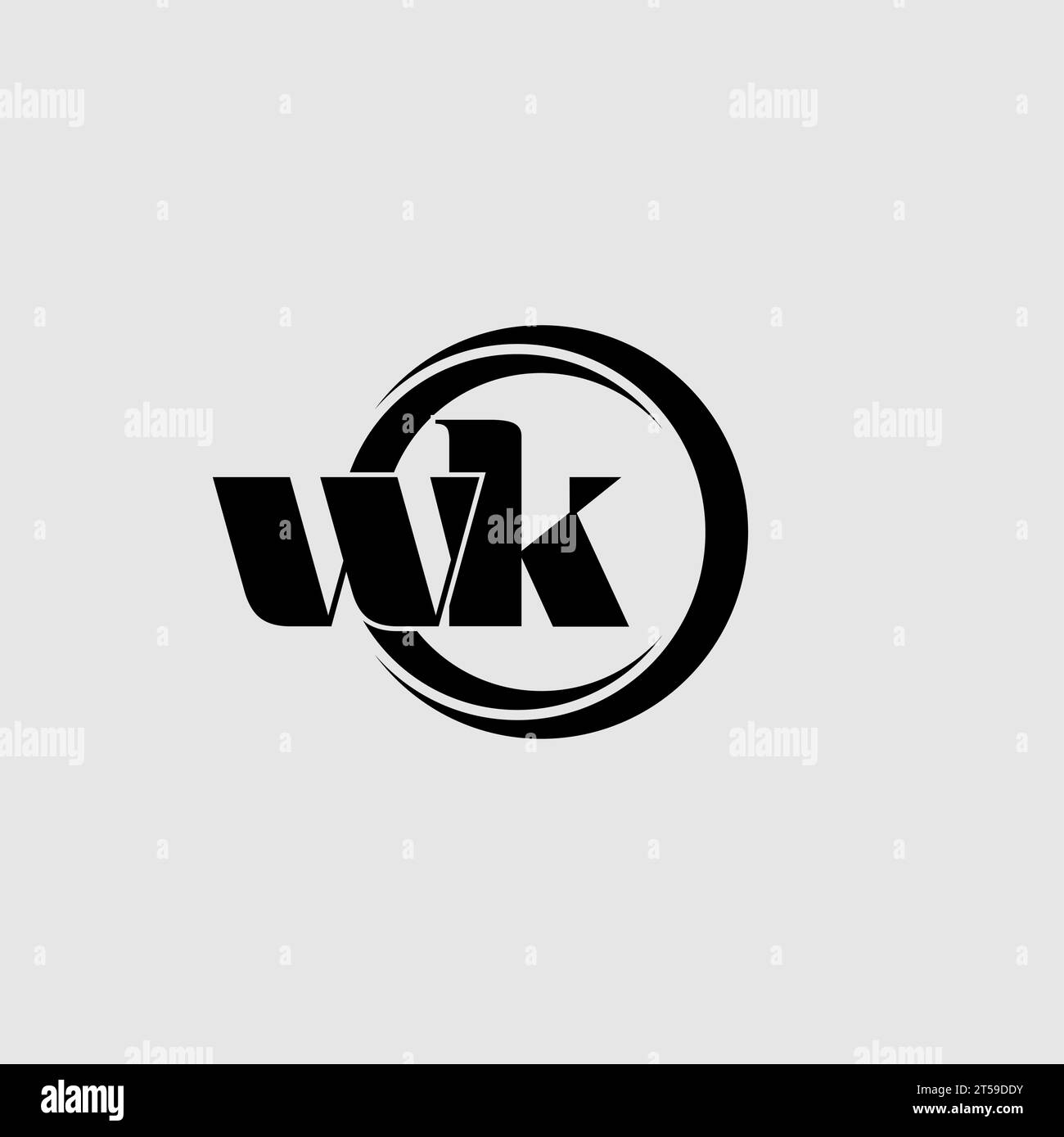 Letters WK simple circle linked line logo vector graphic Stock Vector