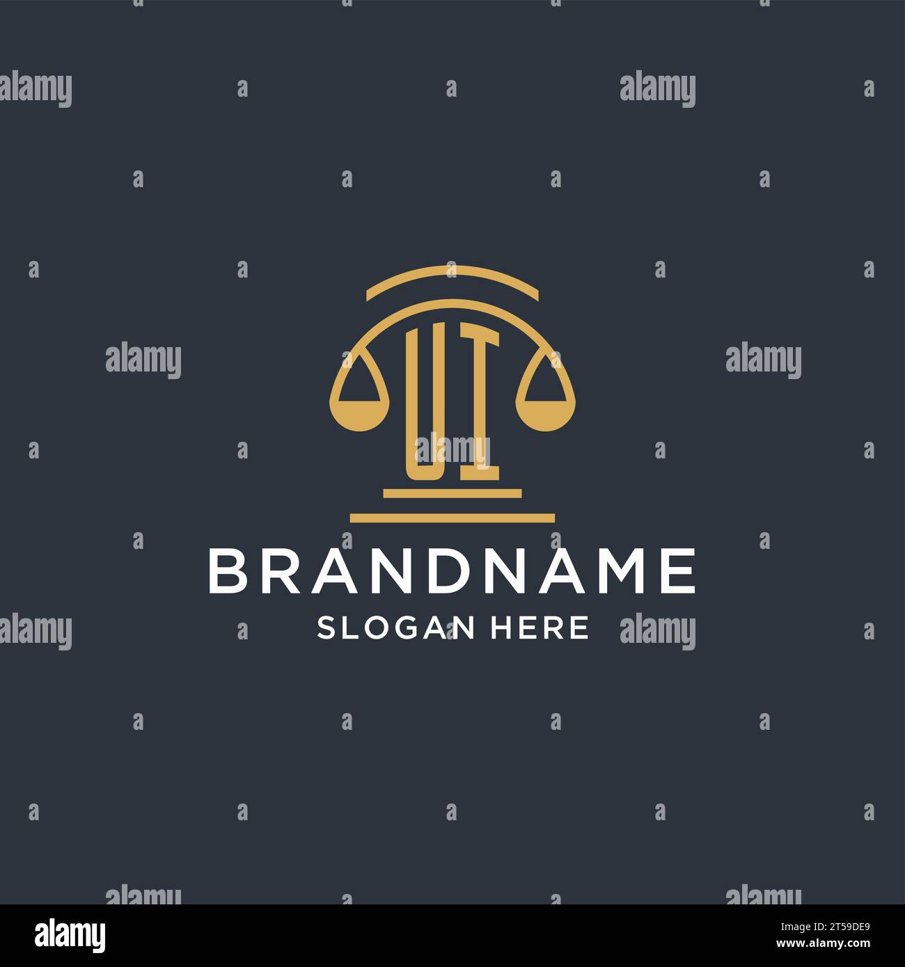 UI initial with scale of justice logo design template, luxury law and ...