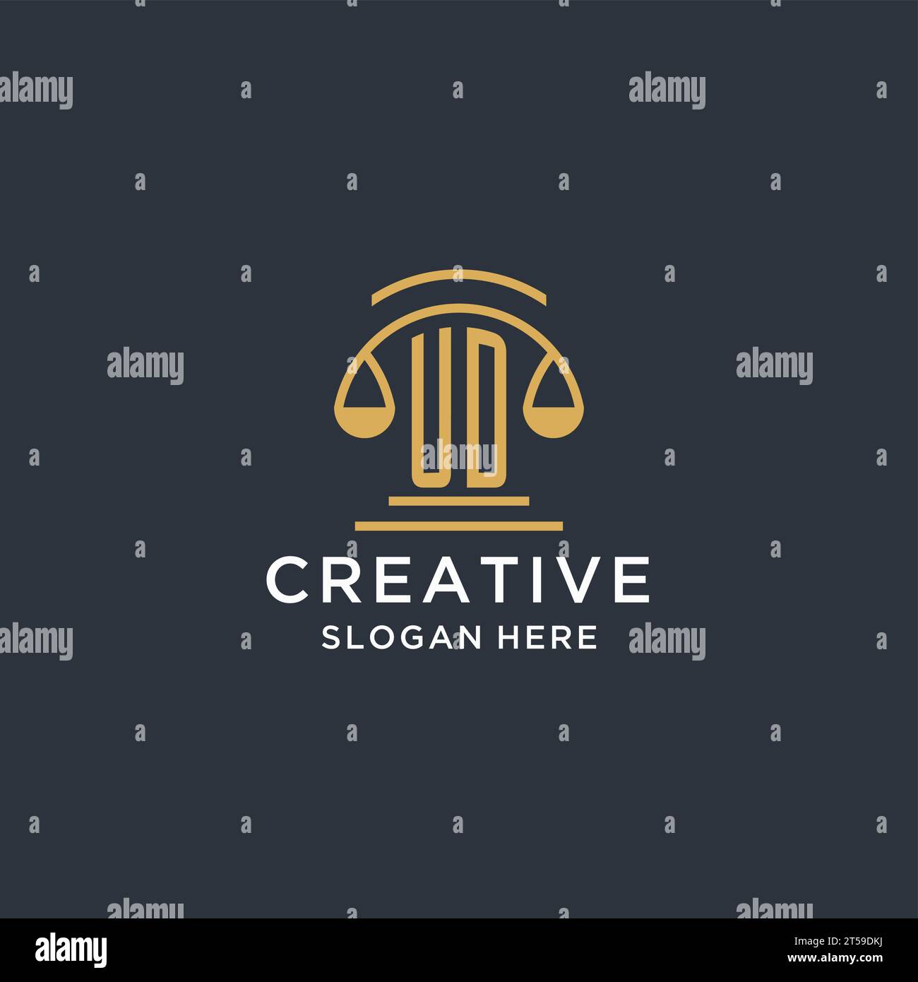 UD initial with scale of justice logo design template, luxury law and ...