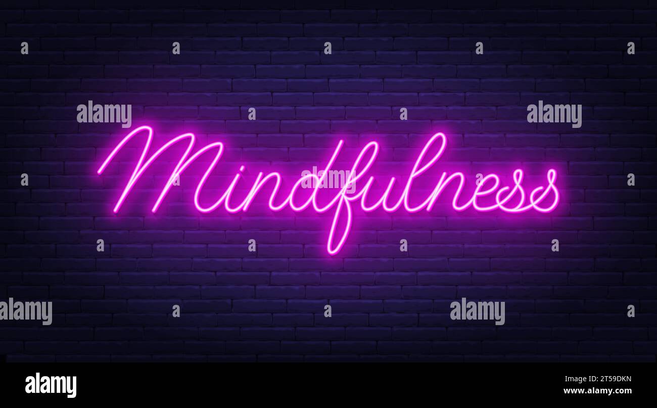Mindfulness neon sign on brick wall background Stock Vector Image & Art ...
