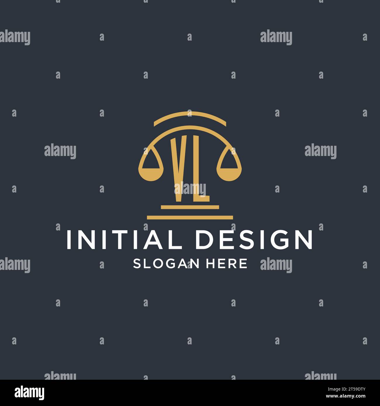 VL initial with scale of justice logo design template, luxury law and ...