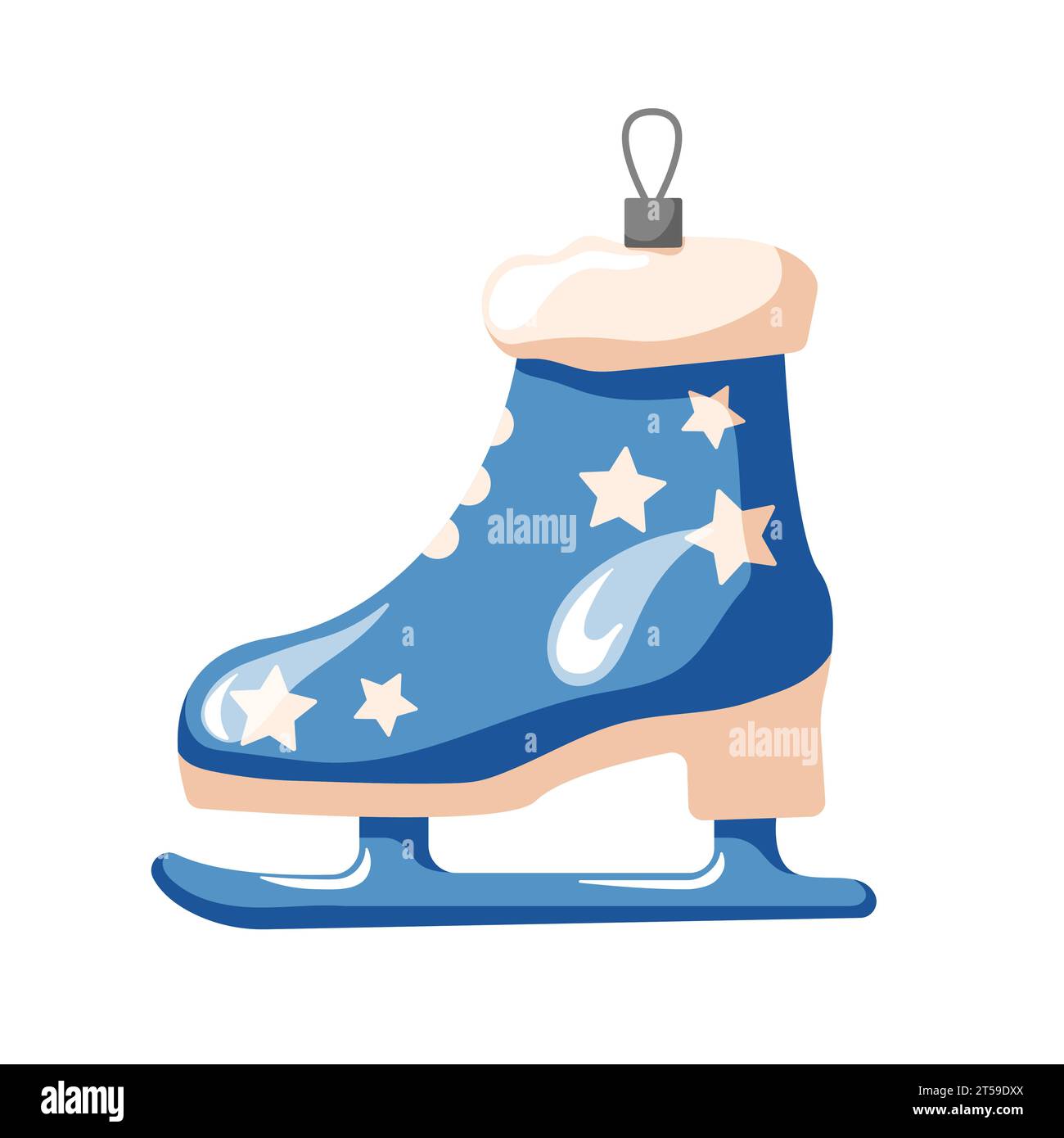 Christmas tree decoration in shape of ice skate. Cartoon style. Vector