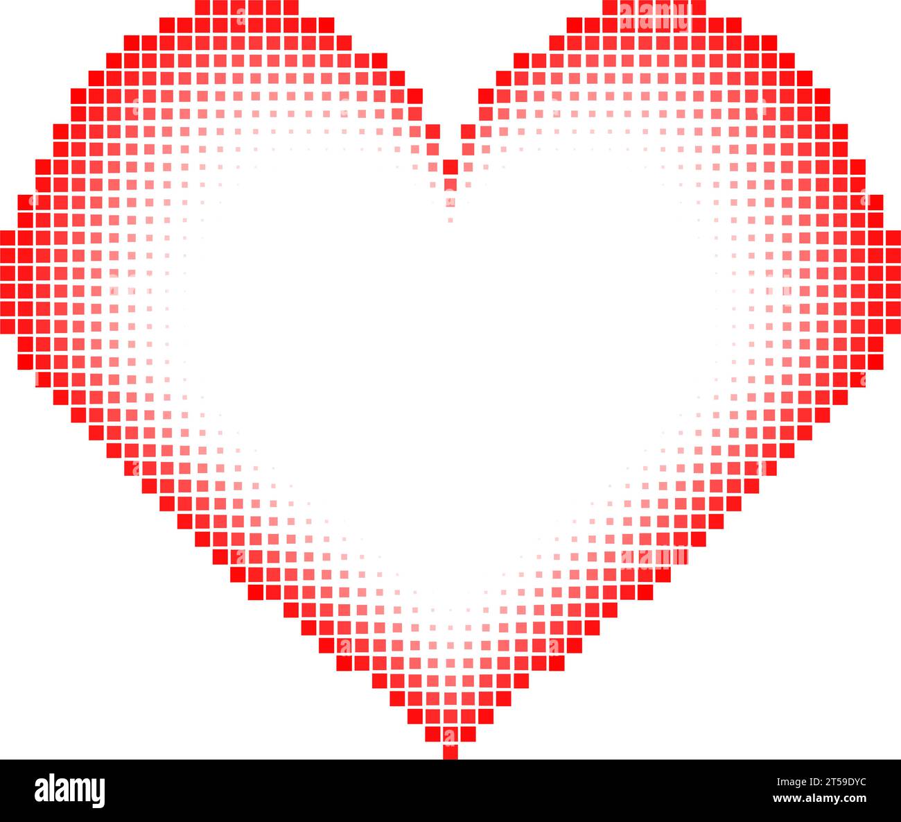 Red halftone heart frame with pixel texture. Valentine day love symbol ...