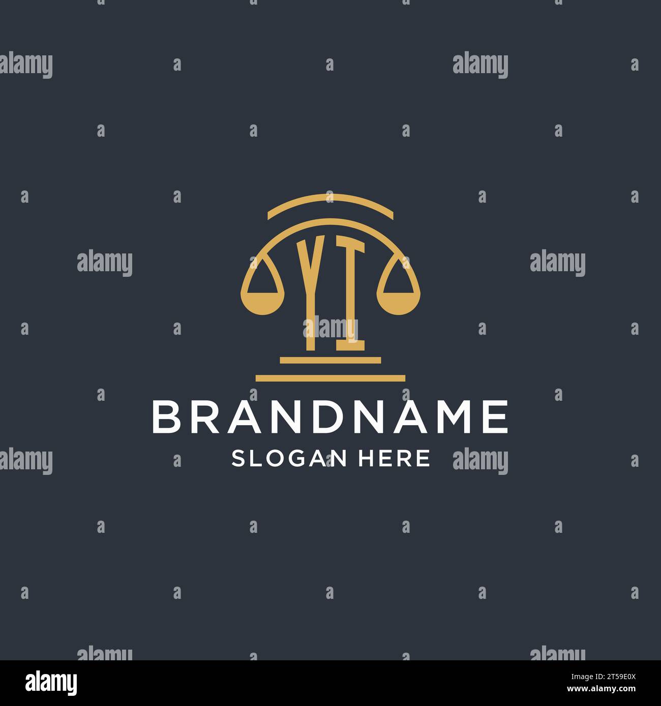 YI initial with scale of justice logo design template, luxury law and ...