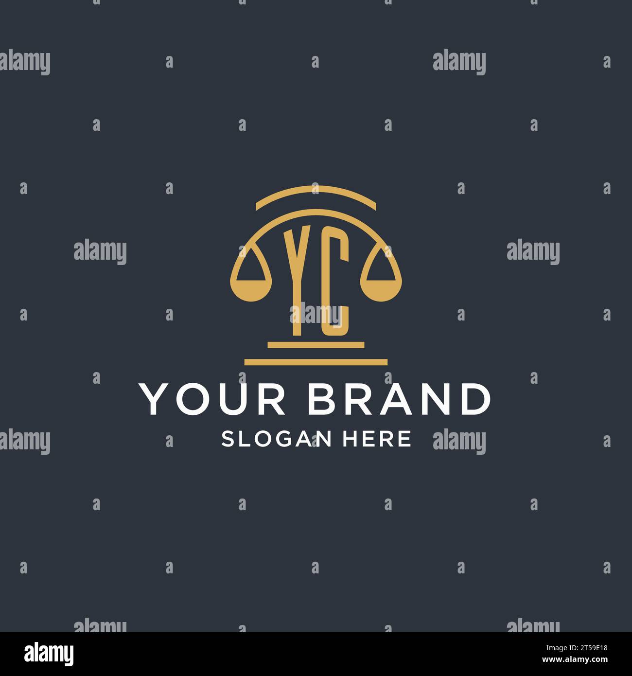 YC initial with scale of justice logo design template, luxury law and ...