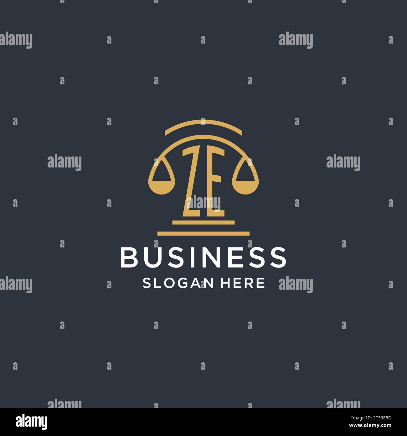 ZE initial with scale of justice logo design template, luxury law and ...