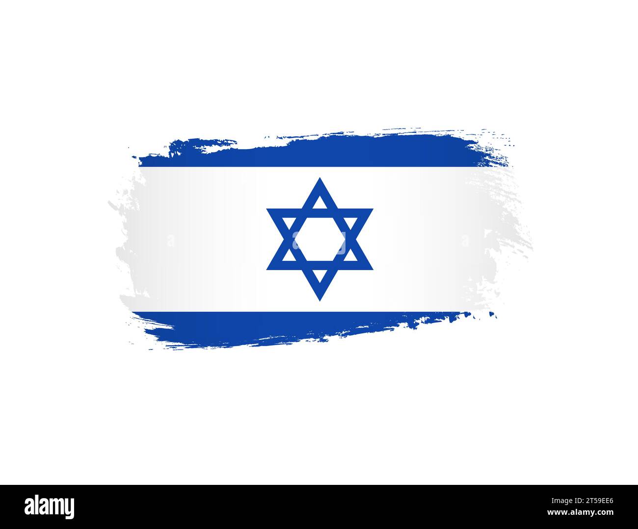 Flag of Israel creative icon. Modern design. We stand with Israel banner element. State flag with brushing stroke clipping mask. Isolated vector sign Stock Vector