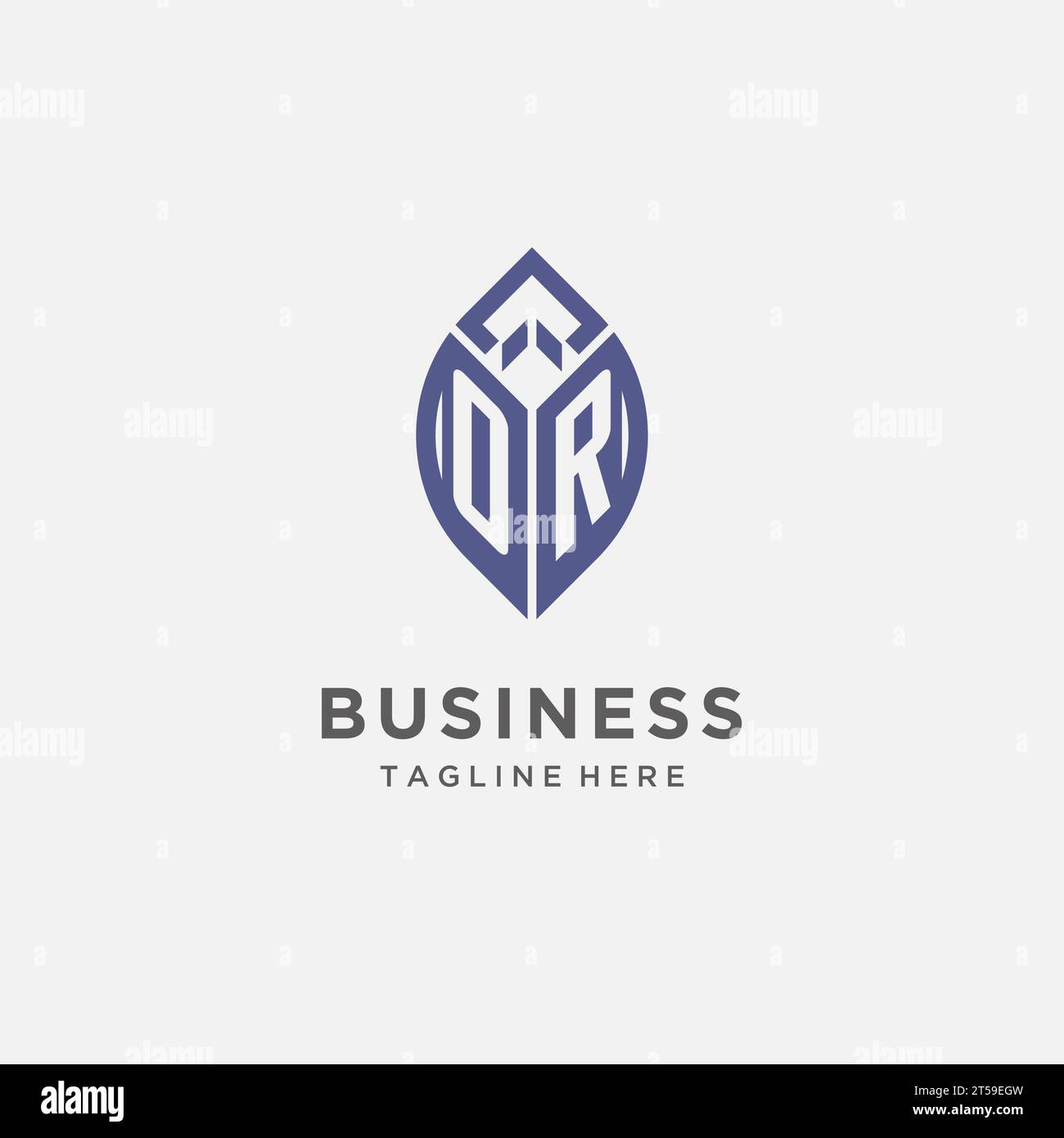 OR logo with leaf shape, clean and modern monogram initial logo design vector graphic Stock Vector
