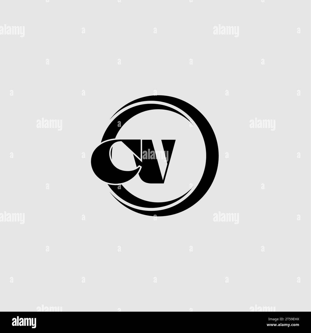 Letters CV simple circle linked line logo vector graphic Stock Vector