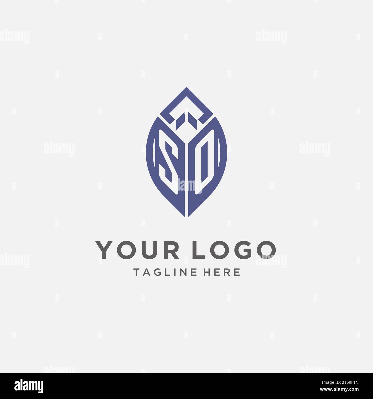 SO logo with leaf shape, clean and modern monogram initial logo design vector graphic Stock Vector