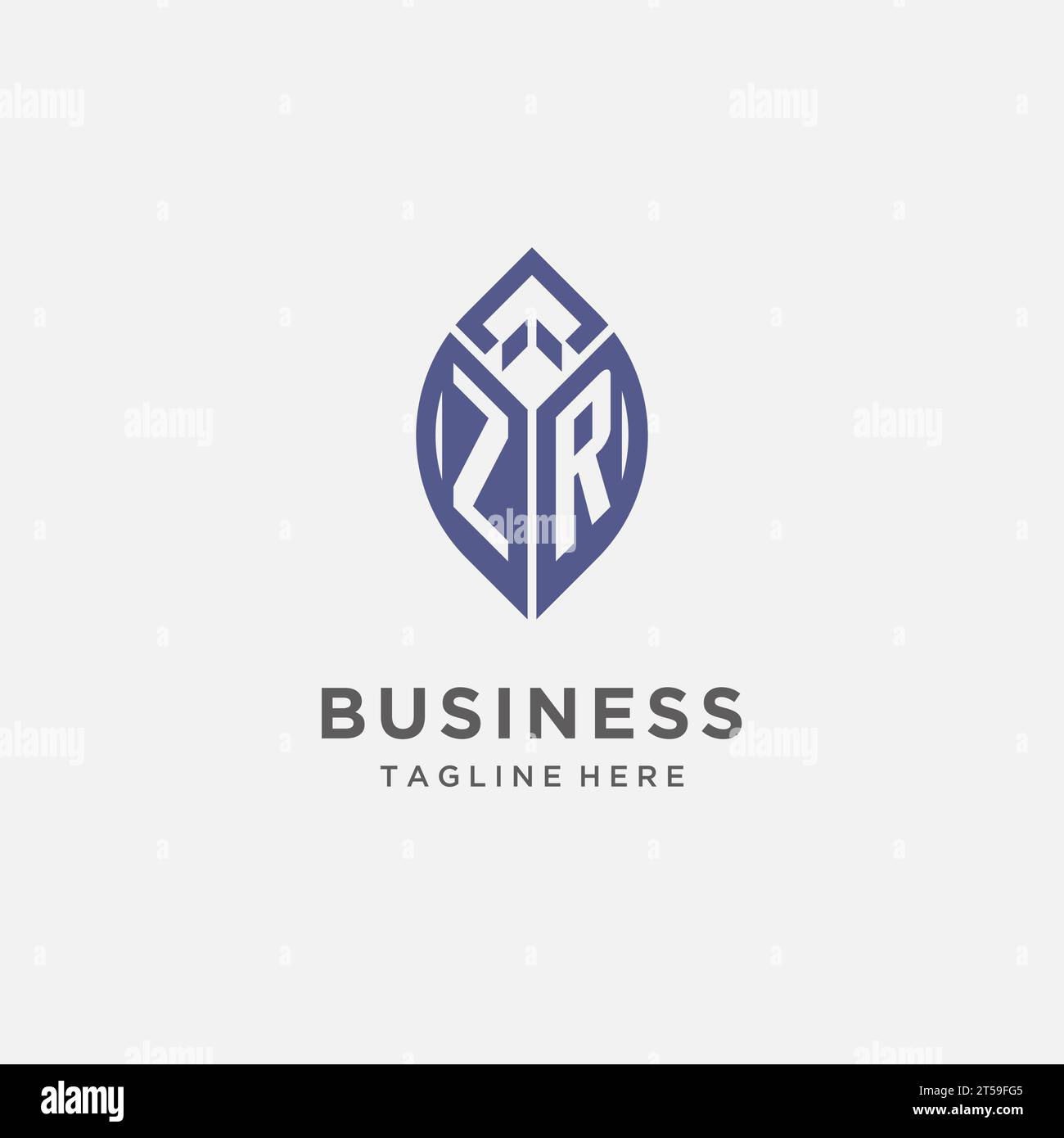 ZR logo with leaf shape, clean and modern monogram initial logo design