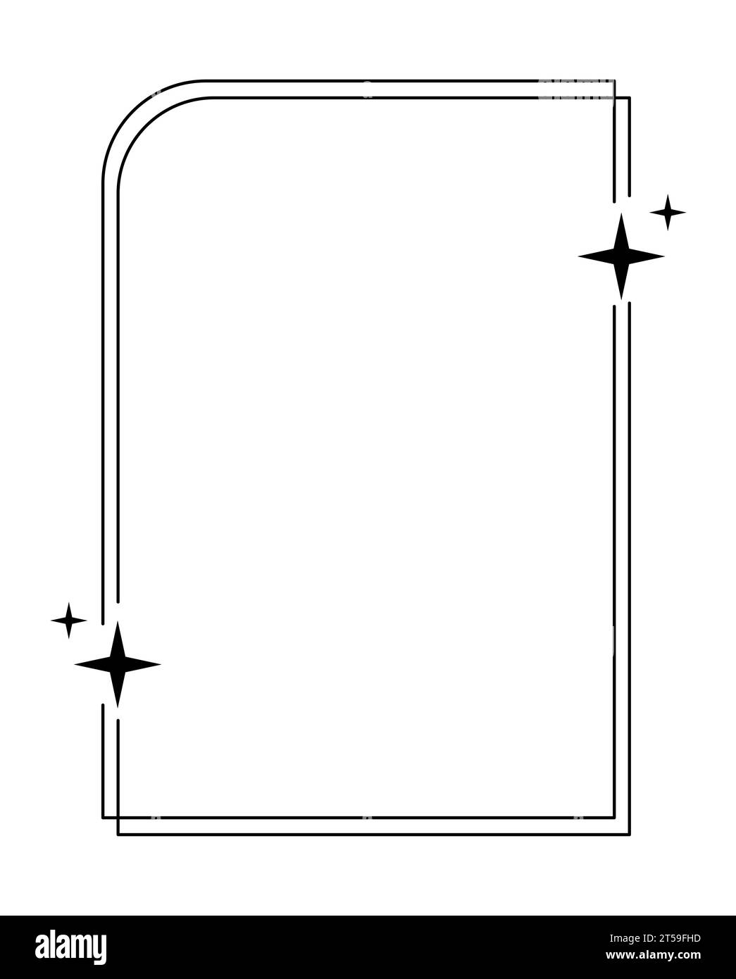 Trendy linear frame with stars, Modern minimalist aesthetic line ...