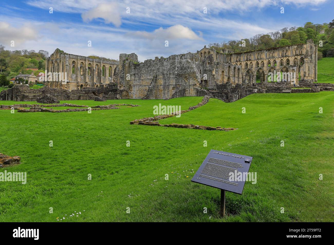 The ruins of the church at Rievaulx Abbey, Rievaulx, near Helmsley, in the North York Moors National Park, North Yorkshire, England, UK Stock Photo