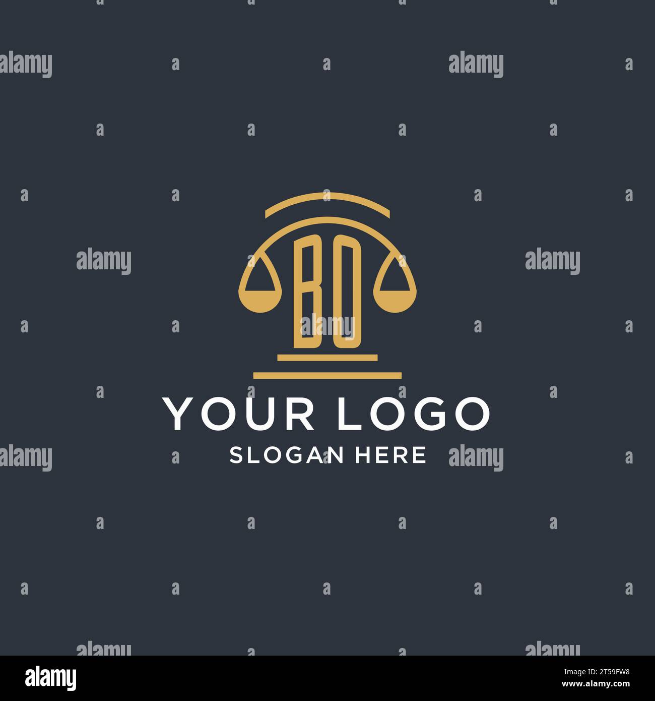BO initial with scale of justice logo design template, luxury law and ...