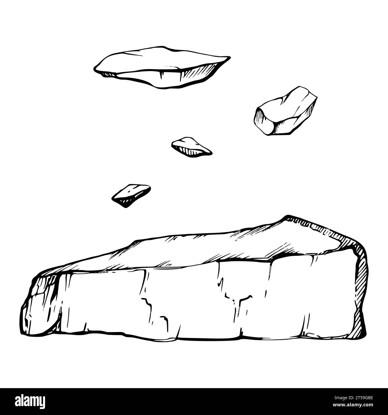 Hand drawn vector ink illustration. Parmesan edam emmental fontina