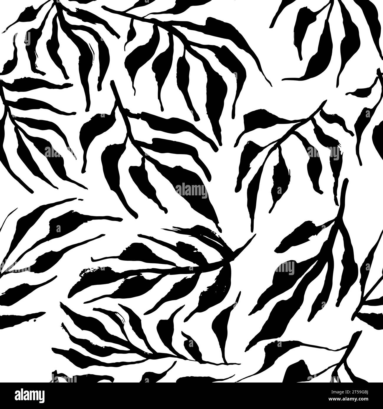 Dry Brush Tropic Leaves and Branches Seamless Pattern Stock Vector ...