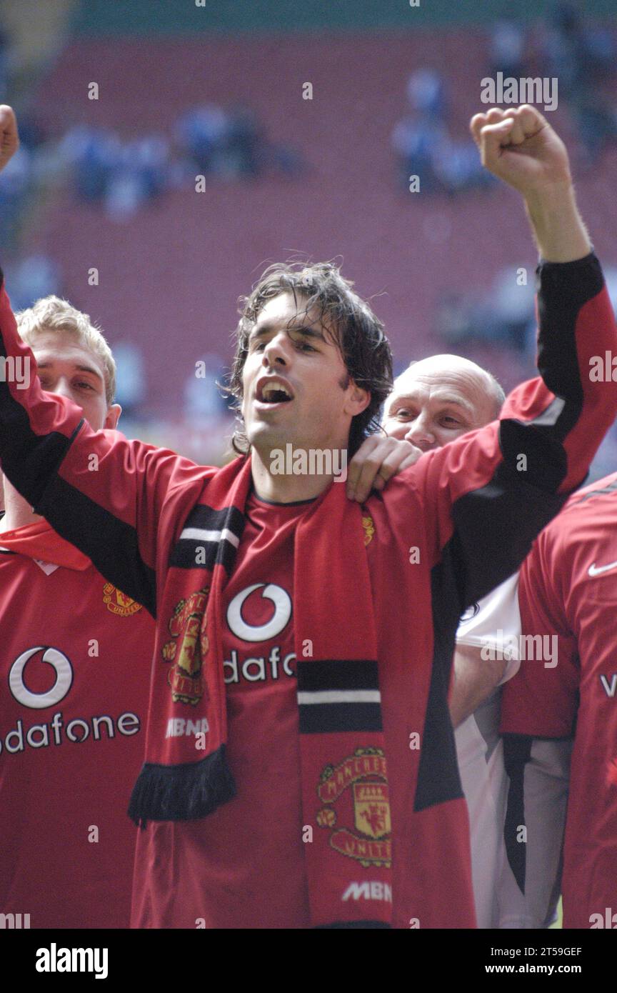 RUUD VAN NISTELROOY, FA CUP FINAL, 2004: Ruud van Nistelrooy celebrates after the match. FA Cup Final 2004, Manchester United v Millwall, May 22 2004. Photograph: ROB WATKINS   Pictured: Stock Photo