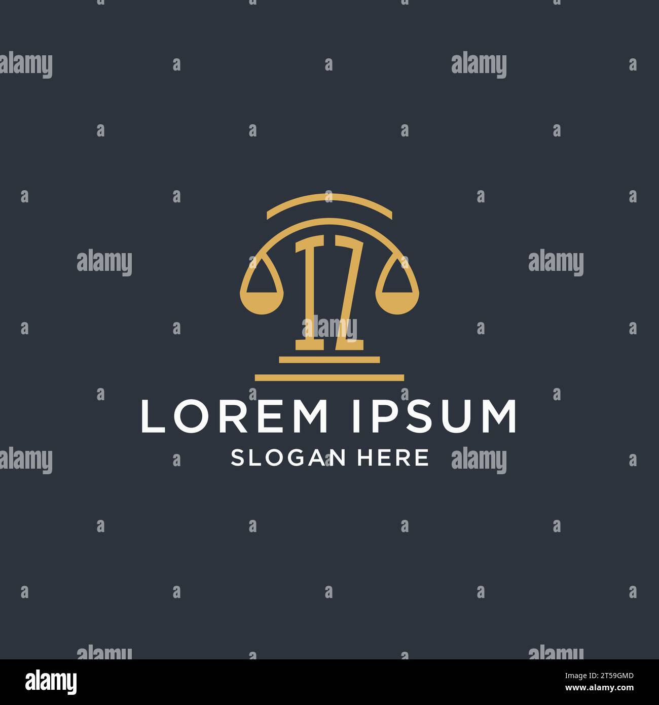 IZ initial with scale of justice logo design template, luxury law and ...
