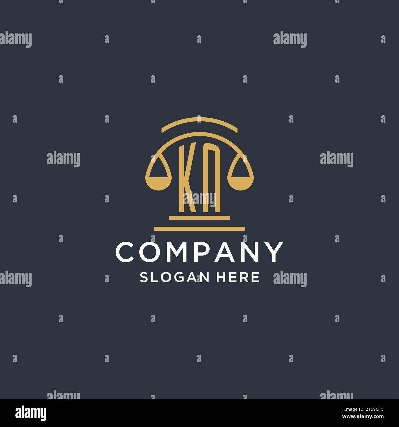 KN initial with scale of justice logo design template, luxury law and ...