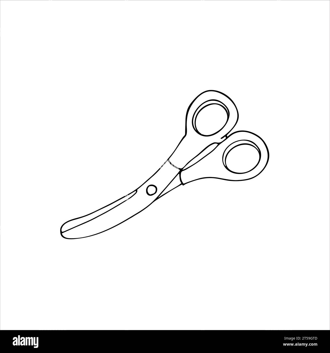 Sketch of stationery scissors for paper. A tool for creativity