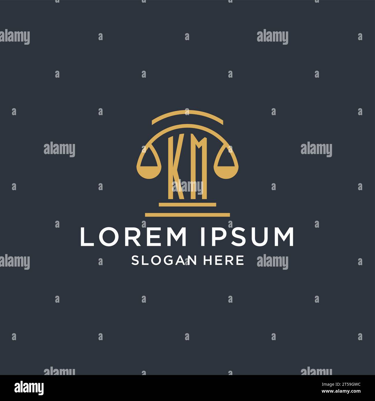 KM initial with scale of justice logo design template, luxury law and ...