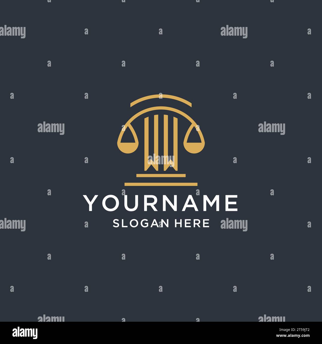 WW initial with scale of justice logo design template, luxury law and ...