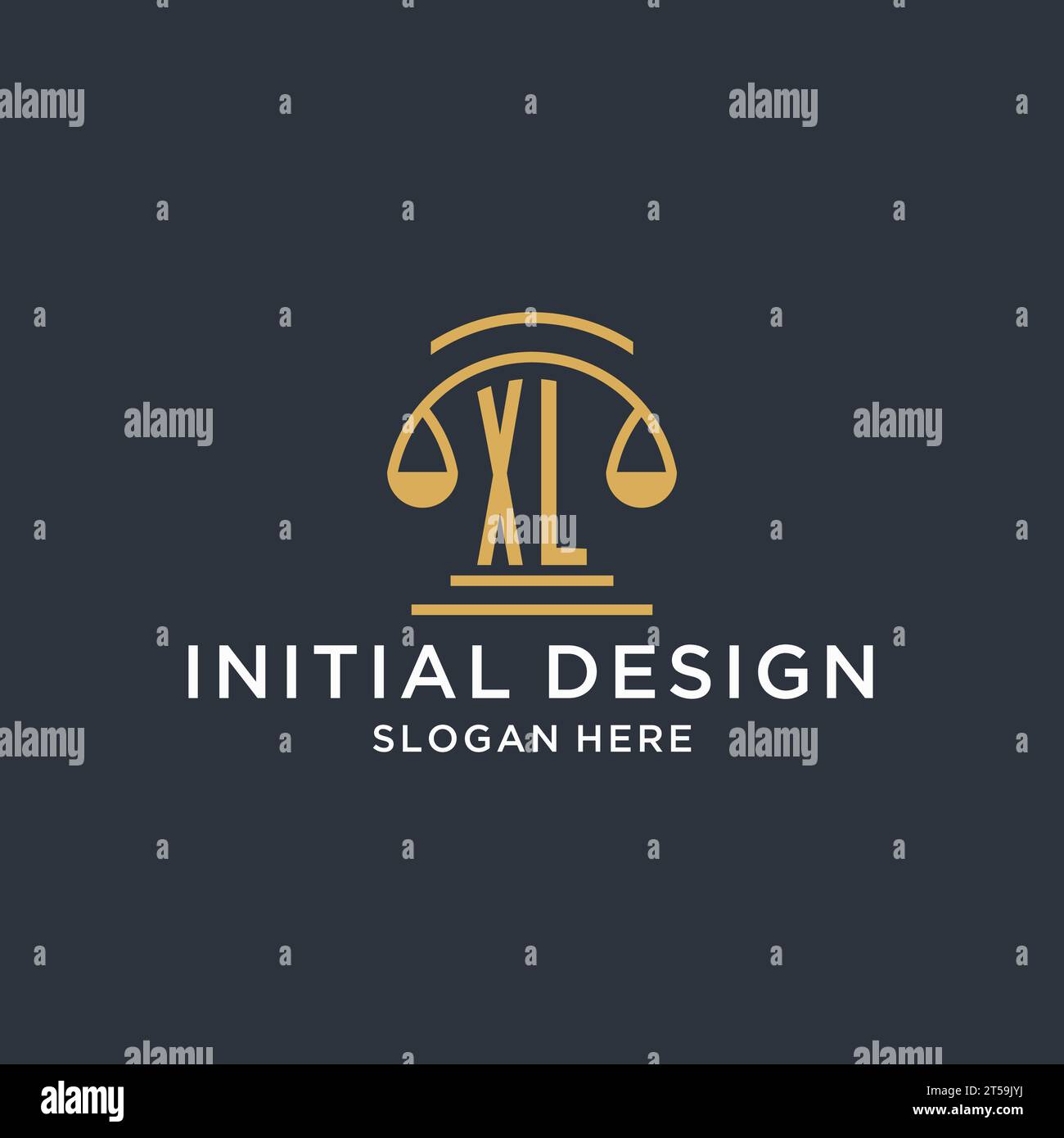 XL initial with scale of justice logo design template, luxury law and attorney logo design ideas, vector graphic Stock Vector