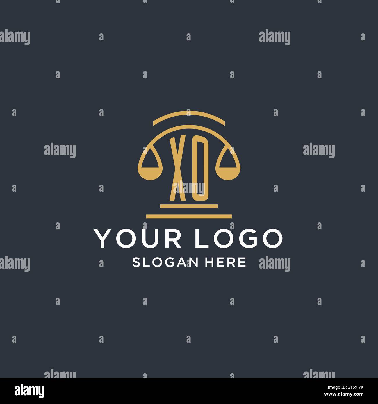 XO initial with scale of justice logo design template, luxury law and ...