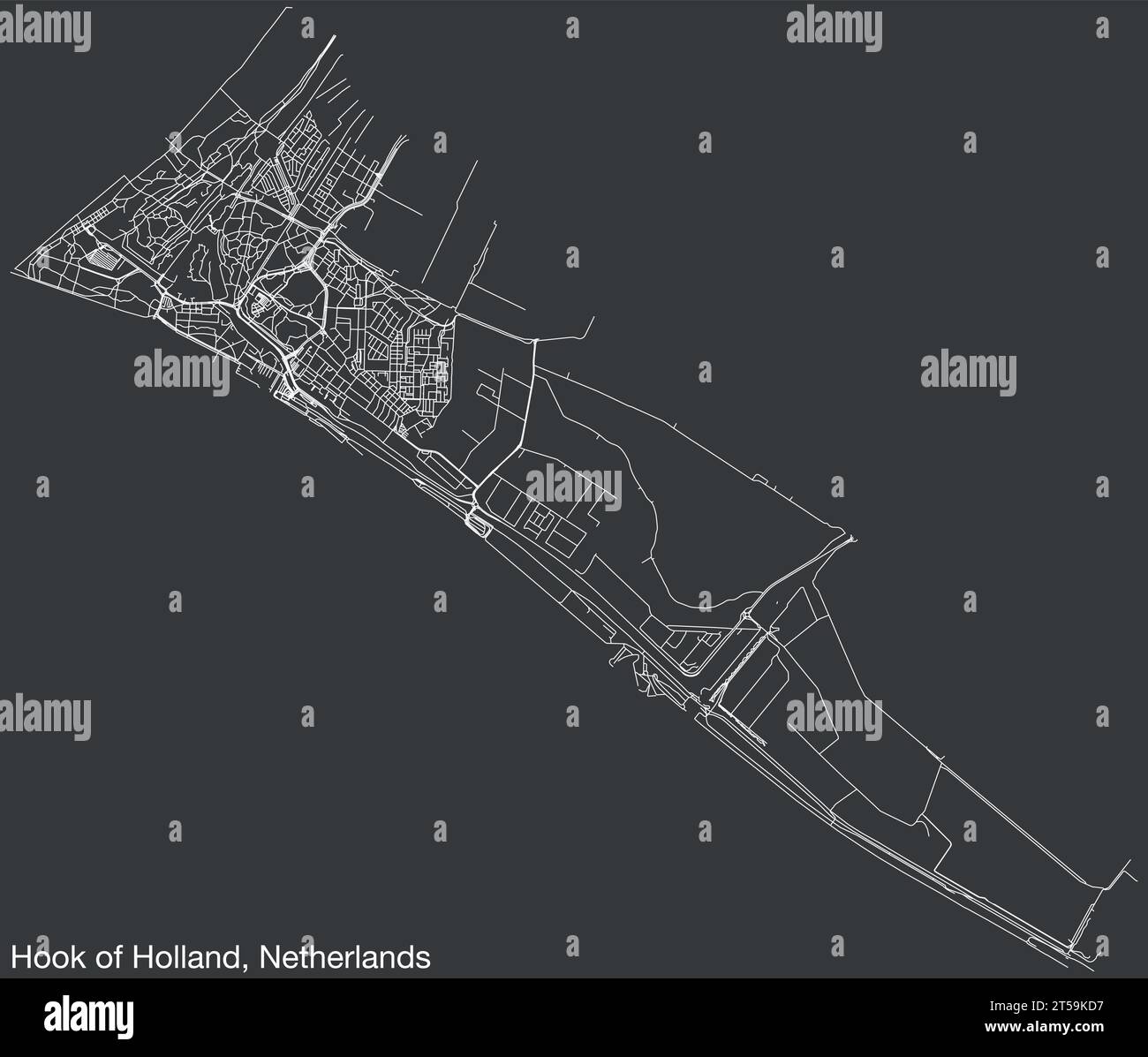 Hoek Street roads map of HOEK VAN HOLLAND, NETHERLANDS Stock Vector Image ...