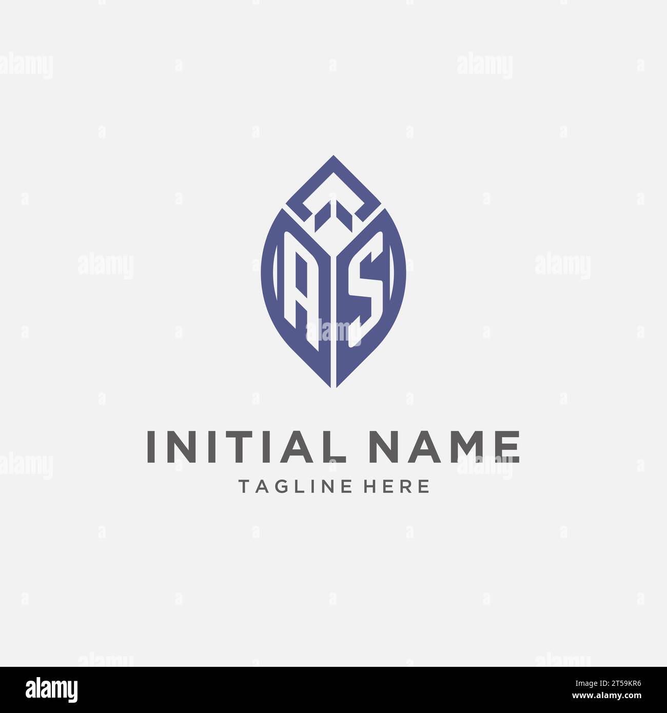 AS logo with leaf shape, clean and modern monogram initial logo design vector graphic Stock Vector