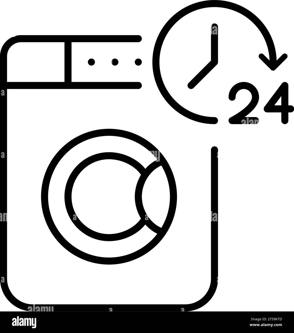 24 hour coin operated laundry service. Pixel perfect, editable stroke icon Stock Vector Image