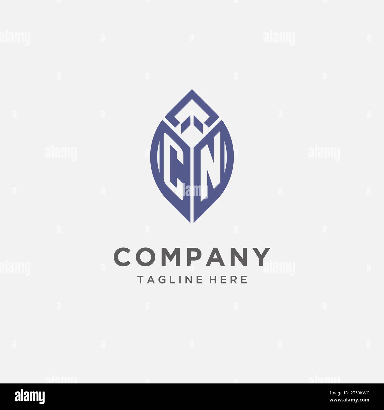 CN logo with leaf shape, clean and modern monogram initial logo design vector graphic Stock Vector