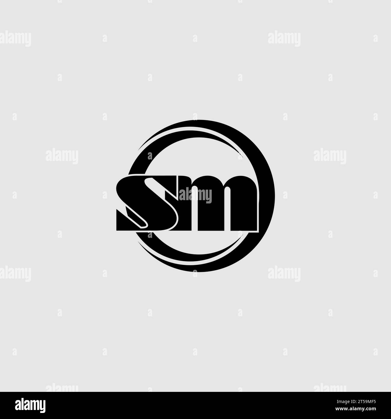 SM S M letter logo design. Initial letter SM linked circle