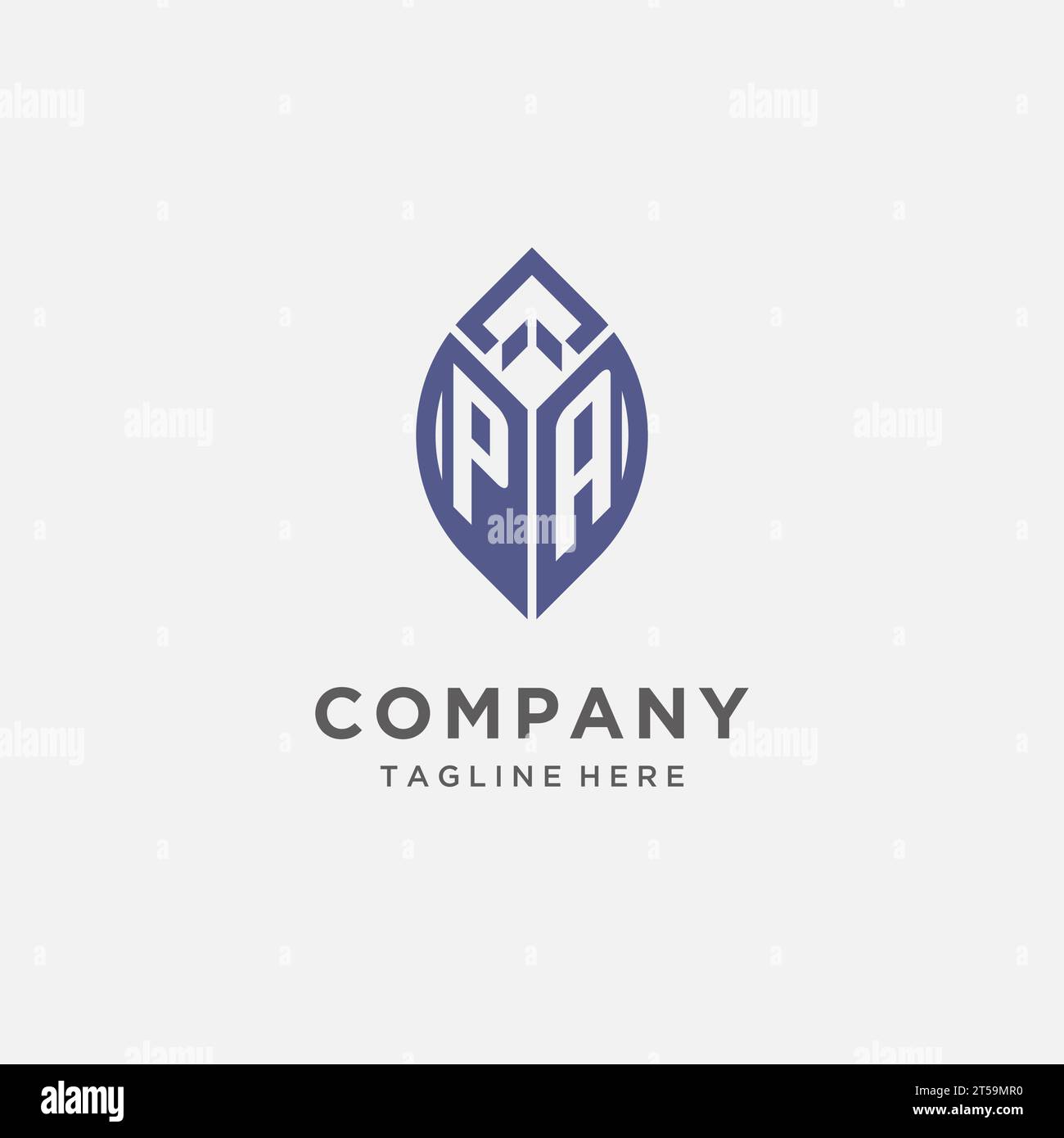 PA logo with leaf shape, clean and modern monogram initial logo design vector graphic Stock Vector